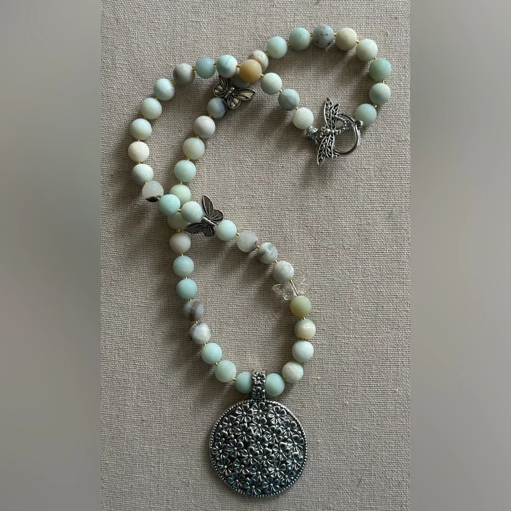 26-1/2 inch Amazonite bead necklace NWOT - Picture 6 of 13